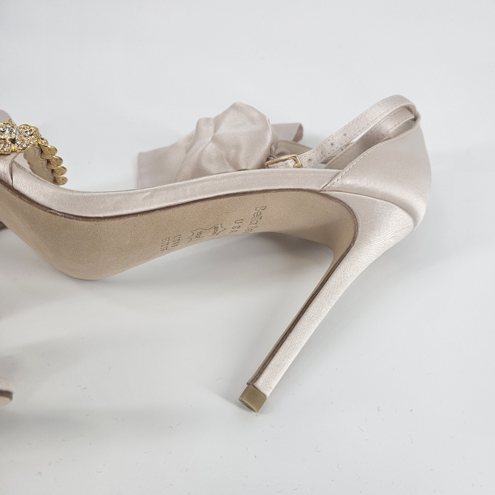 Bella Belle Blush Pink Mariee Wedding/Evening Pink Heels Shoes With Bows - Picture 9 of 15